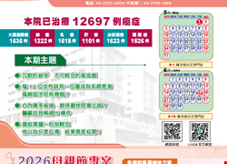 亞大附醫115年5月份門診時刻表公告